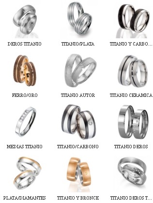 alianzas combinadas titanio-ceramica-carbono-ferro-bronce-paladio-plata-acero-oro-diamantes-circonitas